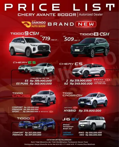 Pricelist Harga Chery rancaekek 2025
